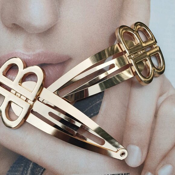 Women Gold Metal Hair Clip Pin Set OF 2 Fashion Formal Casual Accessory Gift - Picture 2 of 3